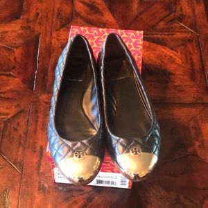 Tory Burch black/gold Kaitlin Ballet